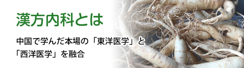 漢方内科とは　中国で学んだ本場の「東洋医学」と「西洋医学」を融合